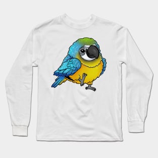 Cute Walking Blue and Yellow Macaw - Parrot Bird Birb - Chibi Kawaii Anime Long Sleeve T-Shirt